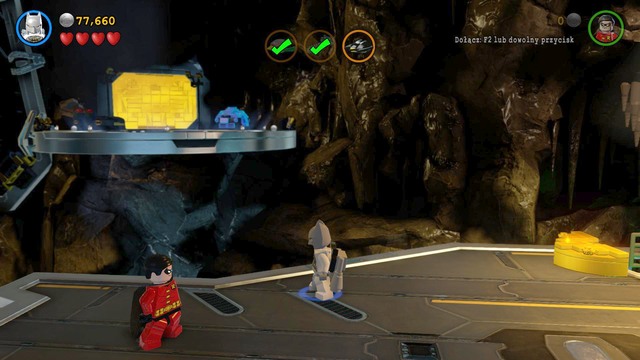 Using Batmans Space Suit fly to another platform and cut through the gold brick wall with a laser - Space Suits You, Sir! - Walkthrough - LEGO Batman 3: Beyond Gotham - Game Guide and Walkthrough