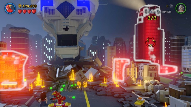 In the last phase of the fight you have use the resulting bricks to create a platform for Flash and us it - Brainiac part 2 - Boss Fights and Tactics - LEGO Batman 3: Beyond Gotham - Game Guide and Walkthrough