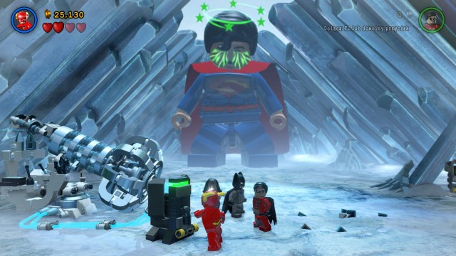 Superman boss fight appears in the mission Breaking the Ice - Superman - Boss Fights and Tactics - LEGO Batman 3: Beyond Gotham - Game Guide and Walkthrough