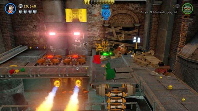 You will find the second Minikit above the fire trap - Minikits - Pursuers in the Sewers - secrets - LEGO Batman 3: Beyond Gotham - Game Guide and Walkthrough