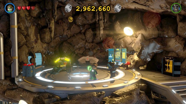 The third Gold Brick can be found in the Character Customizer Approach the place visible in the picture and switch to Batman - Gold Bricks - Batcave - secrets - LEGO Batman 3: Beyond Gotham - Game Guide and Walkthrough
