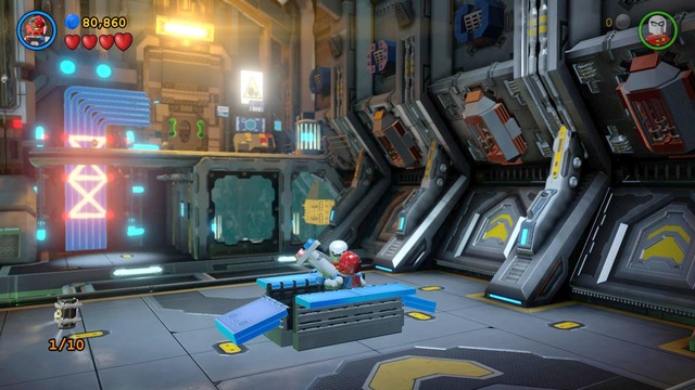 To obtain the sixth Minikit, approach the blue chest in the middle of the room (as Cyborg in Magnet Suit) and open it - Minikits - Space Station Infestation - secrets - LEGO Batman 3: Beyond Gotham - Game Guide and Walkthrough