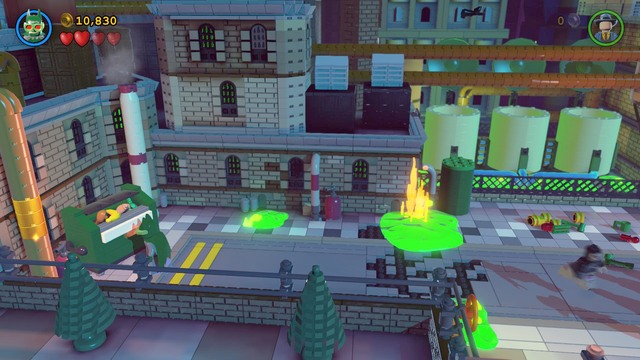 Go to the left side and use a laser attack to destroy the gold pipe - Minikits - Big Trouble in Little Gotham - secrets - LEGO Batman 3: Beyond Gotham - Game Guide and Walkthrough
