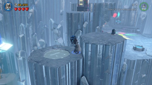 In the left part of the cave, you will find a small lake on a rock - Minikits - Breaking the Ice - secrets - LEGO Batman 3: Beyond Gotham - Game Guide and Walkthrough