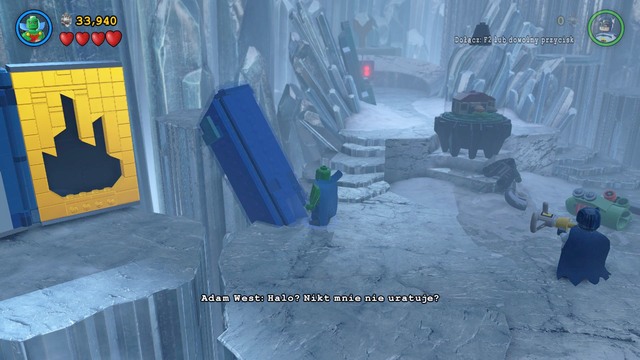 Near the gold wall, where youve obtained a Minikit, you will find a blue object - Adam West / Red Brick - Breaking the Ice - secrets - LEGO Batman 3: Beyond Gotham - Game Guide and Walkthrough