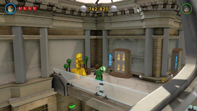 You will obtain the first Gold Brick after destroying five gold statues in the Hall of Justice - Gold Bricks - Hall of Justice, Hall of Doom - secrets - LEGO Batman 3: Beyond Gotham - Game Guide and Walkthrough