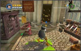 Hufflepuff (yellow): Use (WL) on the barrel on the right by the entrance to Diagon Alley #1 and afterwards create (WL) a small cleaning machine - Bonuses - Year 1 - Walkthrough - LEGO Harry Potter: Years 1-4 - Game Guide and Walkthrough