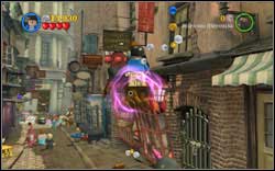 Around the middle of the Diagon Alley you will see a table - jump onto it and the second character will use (WL) to lift you - Bonuses - Year 1 - Walkthrough - LEGO Harry Potter: Years 1-4 - Game Guide and Walkthrough