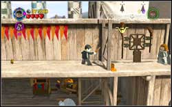 Slytherin (green): After opening the trapdoor, before you go up the ladder, jump over the gate on the left (sideways) and use (DM) on the barrel at the end - Bonuses - Year 1 - Walkthrough - LEGO Harry Potter: Years 1-4 - Game Guide and Walkthrough