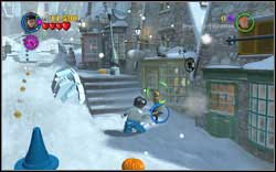 Ravenclaw (blue): After getting out of the tunnel, you can find three owls - treat them with magic, assemble a snowman (WL) and attack him with magic as well - Bonuses - Year 3 - Walkthrough - LEGO Harry Potter: Years 1-4 - Game Guide and Walkthrough