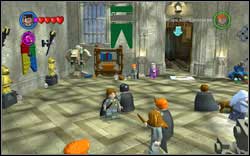 Use magic on the green banner above the door to the Great Hall, the student is inside - Bonuses - Hogwarts - Walkthrough - LEGO Harry Potter: Years 1-4 - Game Guide and Walkthrough
