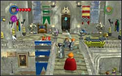 You will find four folded home banners in the room - Bonuses - Hogwarts - Walkthrough - LEGO Harry Potter: Years 1-4 - Game Guide and Walkthrough