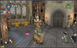 Alicia Spinnet: Use a character with a book on the cabinet at the back of the room and then assemble a cart (WL) - Bonuses - Hogwarts - Walkthrough - LEGO Harry Potter: Years 1-4 - Game Guide and Walkthrough