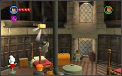 Destroy all upper parts of the four beds using magic and the brick will appear on one of them - Bonuses - Hogwarts - Walkthrough - LEGO Harry Potter: Years 1-4 - Game Guide and Walkthrough