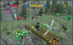 Ron (Tuxedo): Destroy three big chests with normal magic and then use (WL) to assemble a bridge, on which's end the token will appear - Bonuses - Hogwarts - Walkthrough - LEGO Harry Potter: Years 1-4 - Game Guide and Walkthrough