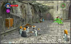 On the left side of the courtyard, you will find three students using magic on another one - hit each of them with your magic and they should run away - Bonuses - Hogwarts - Walkthrough - LEGO Harry Potter: Years 1-4 - Game Guide and Walkthrough