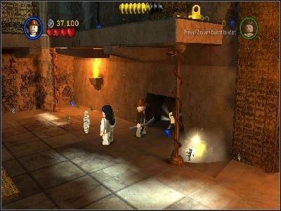 In the next room, make a block from the LEGO pieces in the middle of the room - Chapter 4 - The Well of Souls - part 2 - Riders of the Lost Ark - LEGO Indiana Jones: The Original Adventures - Game Guide and Walkthrough