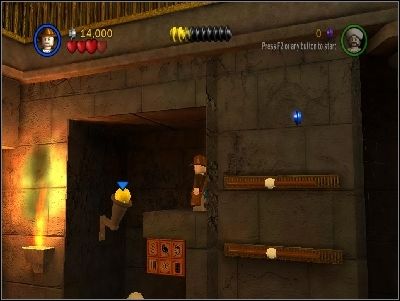 Go to the right and use the book on the hieroglyphs (if you don't have the book you can dig it up) - Chapter 4 - The Well of Souls - part 2 - Riders of the Lost Ark - LEGO Indiana Jones: The Original Adventures - Game Guide and Walkthrough