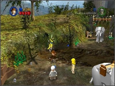 Go back and use your whip to take the banana (you need to stand on the edge of the mud - look at the screen above) - Chapter 2 - Pankot Secrets - part 1 - The Temple of Doom - LEGO Indiana Jones: The Original Adventures - Game Guide and Walkthrough