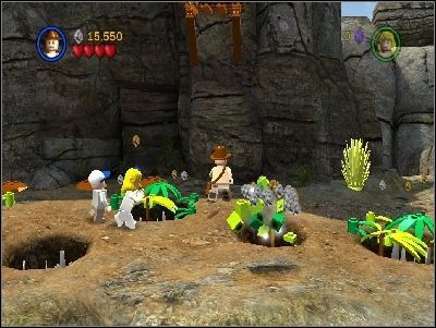Go right but watch out for the spears under grass - Chapter 6 - Battle on the Bridge - The Temple of Doom - LEGO Indiana Jones: The Original Adventures - Game Guide and Walkthrough