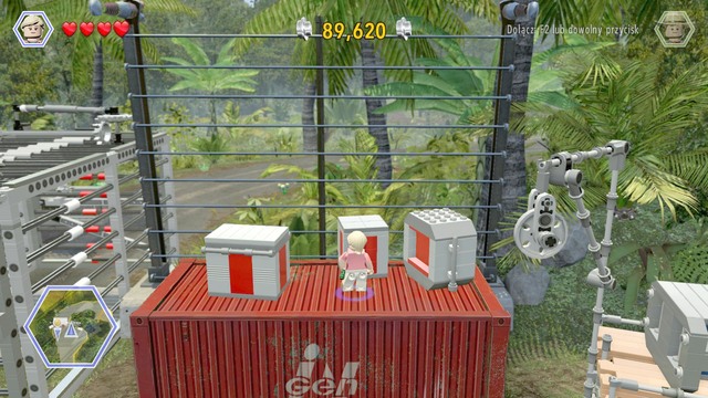 After that, walk over to the tight side and, as Grant, interact with the forklifts - Welcome to Jurassic Park - Jurassic Park - walkthrough - LEGO Jurassic World - Game Guide and Walkthrough