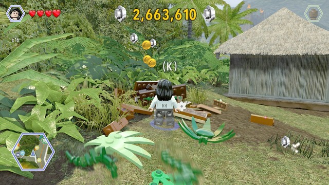 Walk behind the house and destroy all containers - Jurassic Park Gate - Jurassic Park - secrets in free roam - LEGO Jurassic World - Game Guide and Walkthrough
