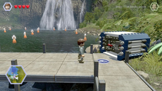 As Owen, walk to the container and destroy the hook - Isla Nubar Helipad - Jurassic Park - secrets in free roam - LEGO Jurassic World - Game Guide and Walkthrough