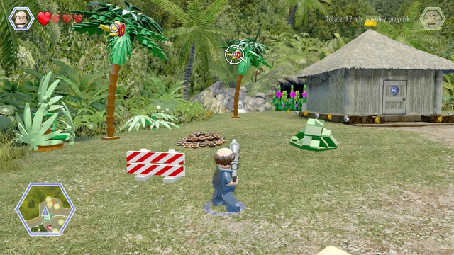 Destroy three shields shown on the picture - Dilophosaurus Territory - Jurassic Park - secrets in free roam - LEGO Jurassic World - Game Guide and Walkthrough