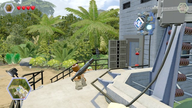 As Barry, shoot the shields shown on the picture - Raptor Territory - Jurassic Park - secrets in free roam - LEGO Jurassic World - Game Guide and Walkthrough