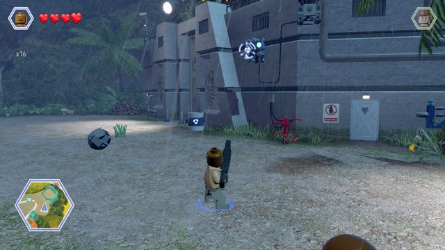 Switch your character to Barry and shoot the shields shown on the picture - Herbivore Territory - Jurassic Park - secrets in free roam - LEGO Jurassic World - Game Guide and Walkthrough