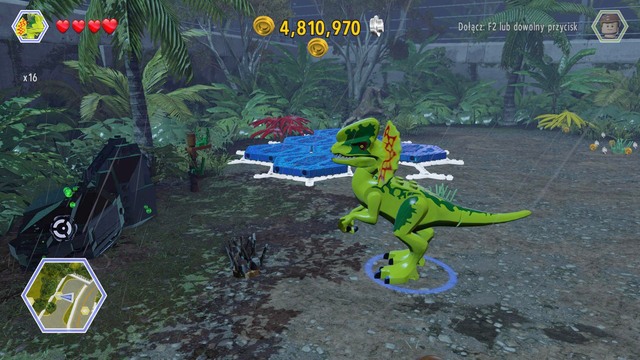 As dilophosaurus, walk to the black container and destroy it with a spit - Herbivore Territory - Jurassic Park - secrets in free roam - LEGO Jurassic World - Game Guide and Walkthrough