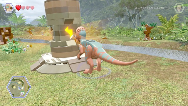 To obtain another brick, you must destroy the columns shown on the picture above - Triceratops Territory - Jurassic Park - secrets in free roam - LEGO Jurassic World - Game Guide and Walkthrough