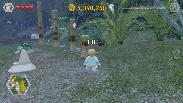 Jump on the columns shown on the picture - East Dock Route - Jurassic Park - secrets in free roam - LEGO Jurassic World - Game Guide and Walkthrough