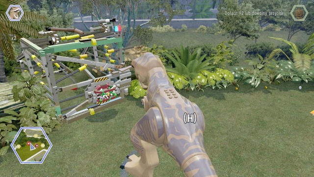 After repairing the dinosaur generator, create a tyrannosaurus and walk to the gate shown on the picture - Tyrannosaurus Territory - Jurassic Park - secrets in free roam - LEGO Jurassic World - Game Guide and Walkthrough