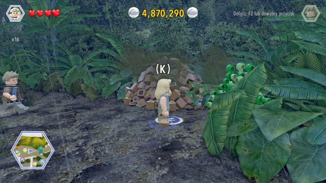 Walk to the dinosaurs excrements and, as Ellie, dig up part of the golden brick - Tyrannosaurus Enclosure - Jurassic Park - secrets in free roam - LEGO Jurassic World - Game Guide and Walkthrough