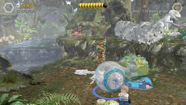 Build three LEGO objects, make it over to the other bank, with the gyrosphere operator and as Mitchell build a ramp for it - Gyrosphere Valley - Jurassic World - walkthrough - LEGO Jurassic World - Game Guide and Walkthrough