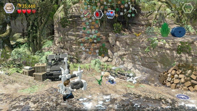 As Grey, approach the destroyed car and use the bricks to build a hoist - Out of Bounds - Jurassic World - walkthrough - LEGO Jurassic World - Game Guide and Walkthrough