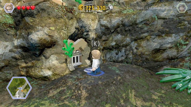 As Grey, approach the recess in the rock and climb up using the shaft - Under Attack - Jurassic World - walkthrough - LEGO Jurassic World - Game Guide and Walkthrough