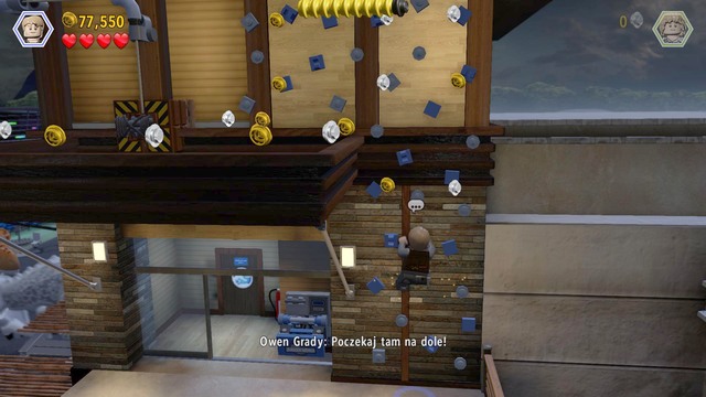 Approach the control panel and lower the blind, over which Owen can reach the higher level - Main Street Showdown - Jurassic World - walkthrough - LEGO Jurassic World - Game Guide and Walkthrough