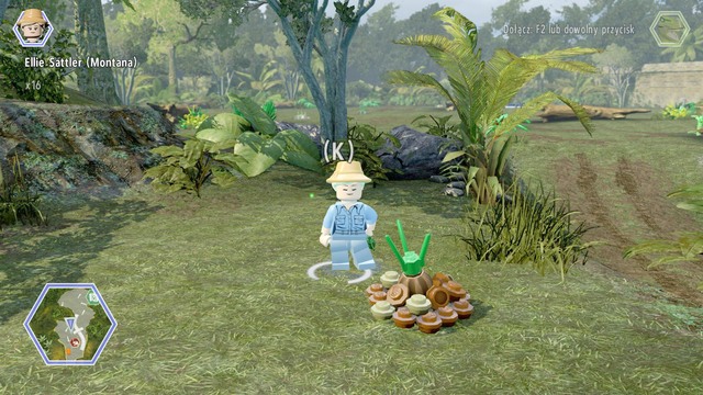Walk to the pile of ground as Ellie and water it up in order to receive the third item - Safari Plains - Jurassic World - secrets in free roam - LEGO Jurassic World - Game Guide and Walkthrough