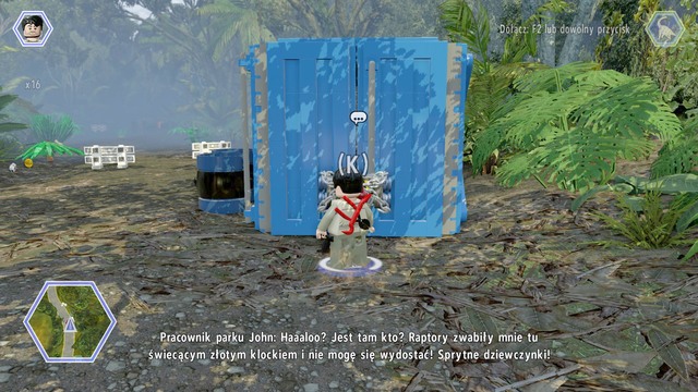 Walk to the container as Owen and use the chisel to free the worker in peril - Indominus Territory - Jurassic World - secrets in free roam - LEGO Jurassic World - Game Guide and Walkthrough