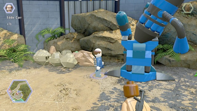 Repair the blue machine as Udesky and you will receive the second item - East Boardwalk - Jurassic World - secrets in free roam - LEGO Jurassic World - Game Guide and Walkthrough