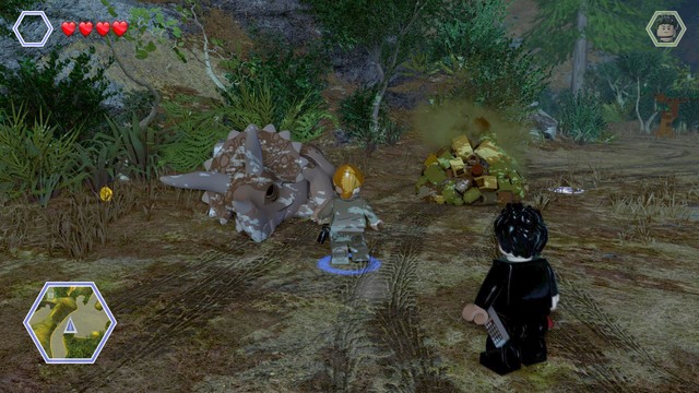 As Sarah, approach the sick triceratops and examine the feces - The Hunted - Jurassic Park - The Lost World - walkthrough - LEGO Jurassic World - Game Guide and Walkthrough
