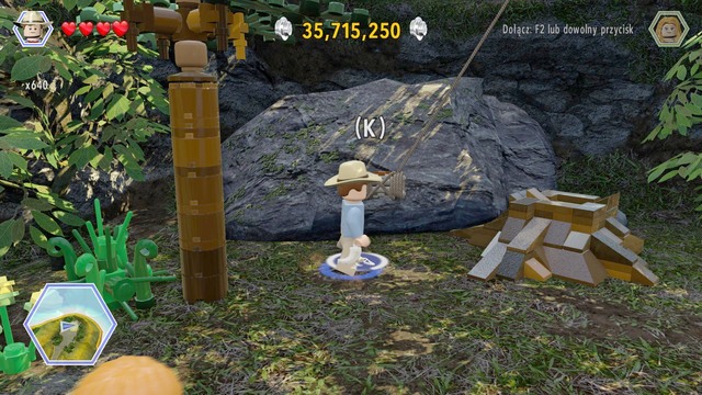Walk to the rope as Grant and cut it in order to get the elevator to the ground - Mobile Lab Site - Jurassic Park - The Lost World - secrets in free roam - LEGO Jurassic World - Game Guide and Walkthrough
