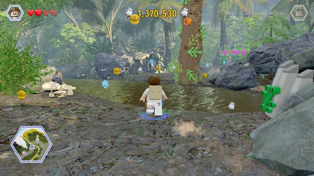 To get over to the other side of the river, as Paul, approach the spot shown in the screenshot and use the rope on the catch - Spinosaurus - Jurassic Park III - walkthrough - LEGO Jurassic World - Game Guide and Walkthrough