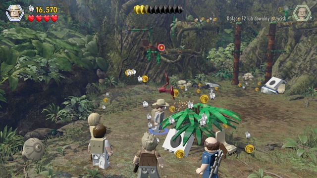 Switch to Udesky and shoot at the target shown in the screenshot Then, switch to Amanda and take the jump on the bar to get up - Spinosaurus - Jurassic Park III - walkthrough - LEGO Jurassic World - Game Guide and Walkthrough