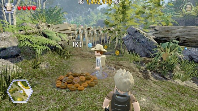 As Grant, reach the spot shown in the screenshot and dig up a bar - Eric Kirby - Jurassic Park III - walkthrough - LEGO Jurassic World - Game Guide and Walkthrough