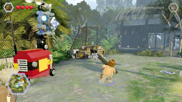 After getting inside, switch your character to Barry and shoot the shield shown on the picture with an EMP - InGen Facility - Jurassic Park III - secrets in free roam - LEGO Jurassic World - Game Guide and Walkthrough