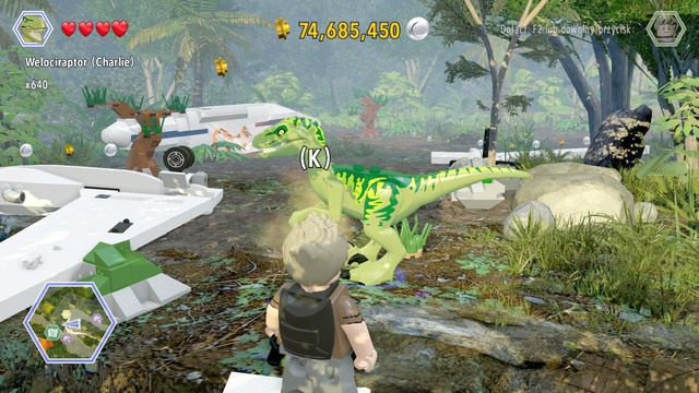Walk to the smell as raptor and use your nose to track the item - Crash Site - Jurassic Park III - secrets in free roam - LEGO Jurassic World - Game Guide and Walkthrough