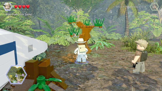 You will receive the last golden brick once you collect three dinosaurs eggs - Crash Site - Jurassic Park III - secrets in free roam - LEGO Jurassic World - Game Guide and Walkthrough